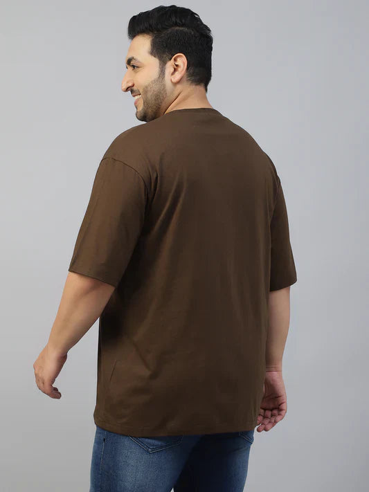 Brown Plus Size Graphic Printed T-shirt