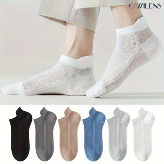 OWILENS Breathable Cotton Ankle Socks for Men & Women | Mesh Ventilation | Soft Stretchable Daily Wear Socks (Pack of 6)