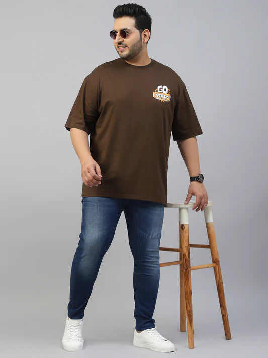Brown Plus Size Graphic Printed T-shirt
