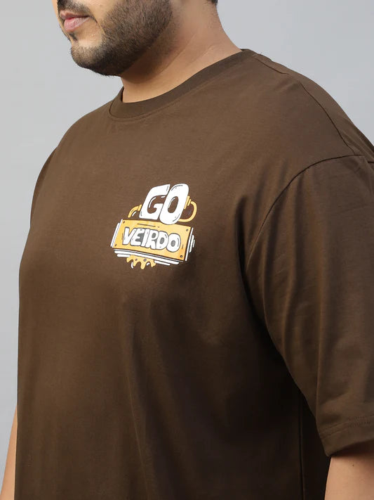 Brown Plus Size Graphic Printed T-shirt