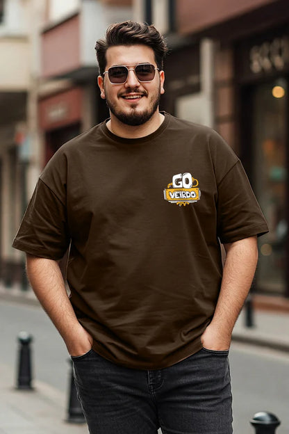 Brown Plus Size Graphic Printed T-shirt
