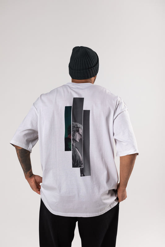 Oversized White Graphic Printed T-shirt