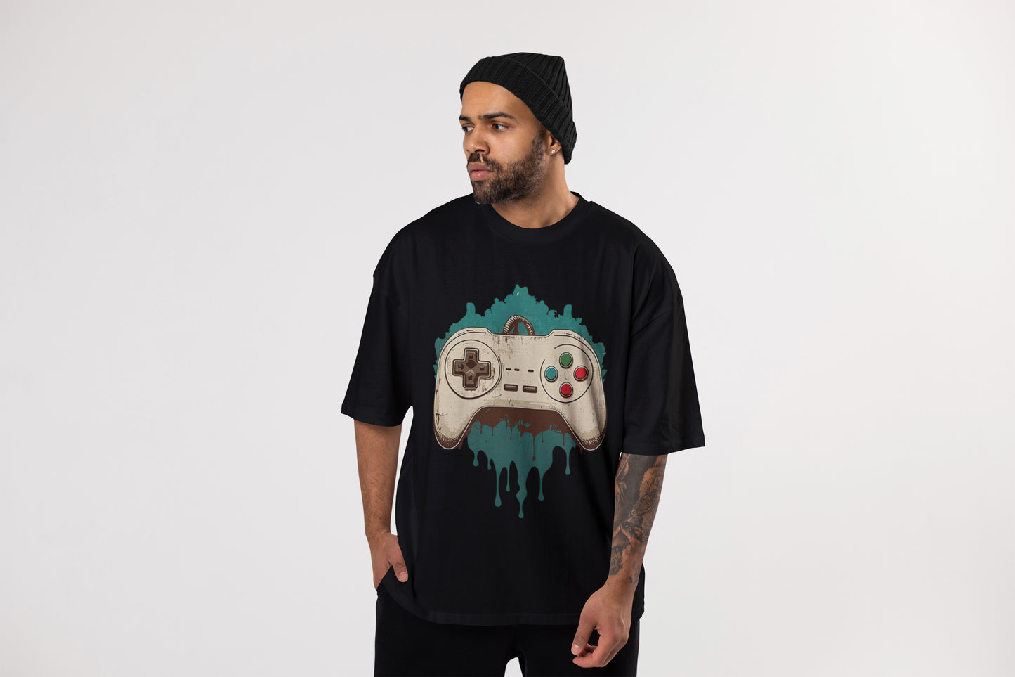 GAME BLACK OVERSIZE T-SHIRT