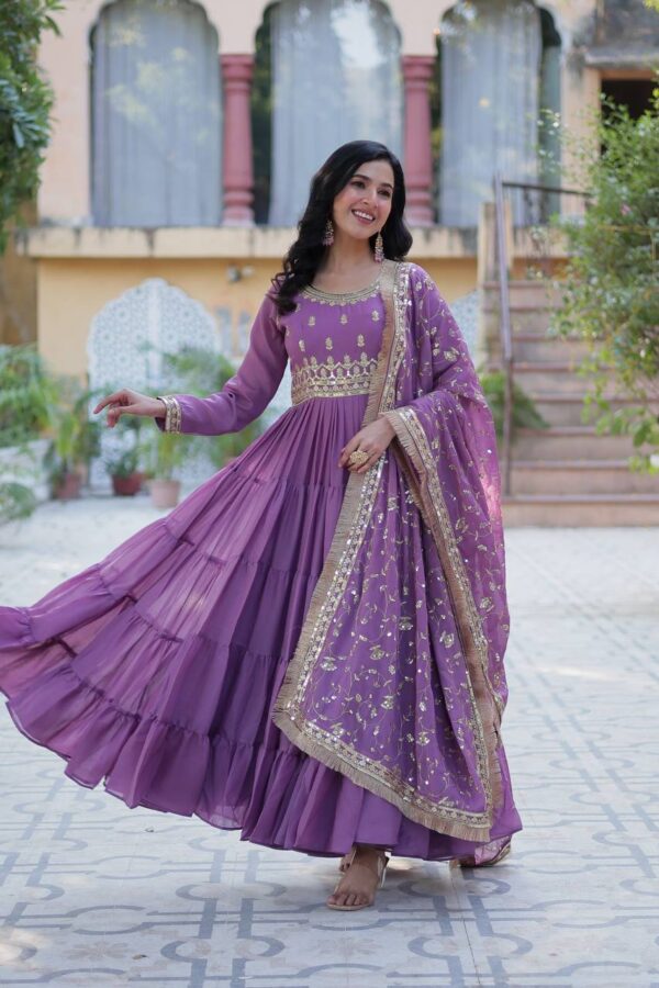 Dusty Lavender Star Georgette Gown - Image 2