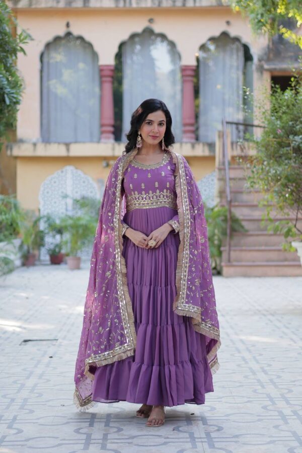 Dusty Lavender Star Georgette Gown - Image 3