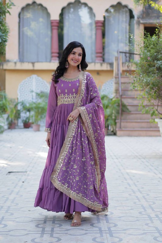 dusty lavender star georgette gown