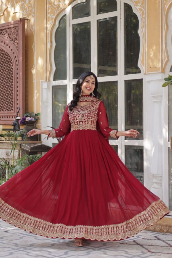 Maroon Designer Readymade Gown - Image 2