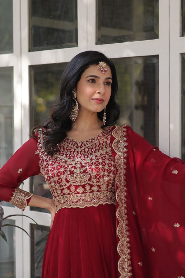 Maroon Designer Readymade Gown 3