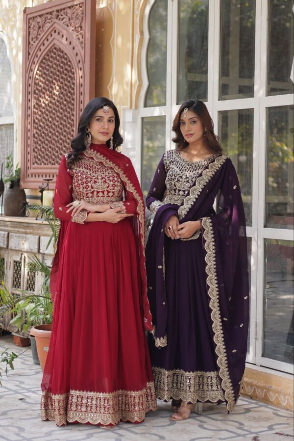 Maroon Designer Readymade Gown - Image 5