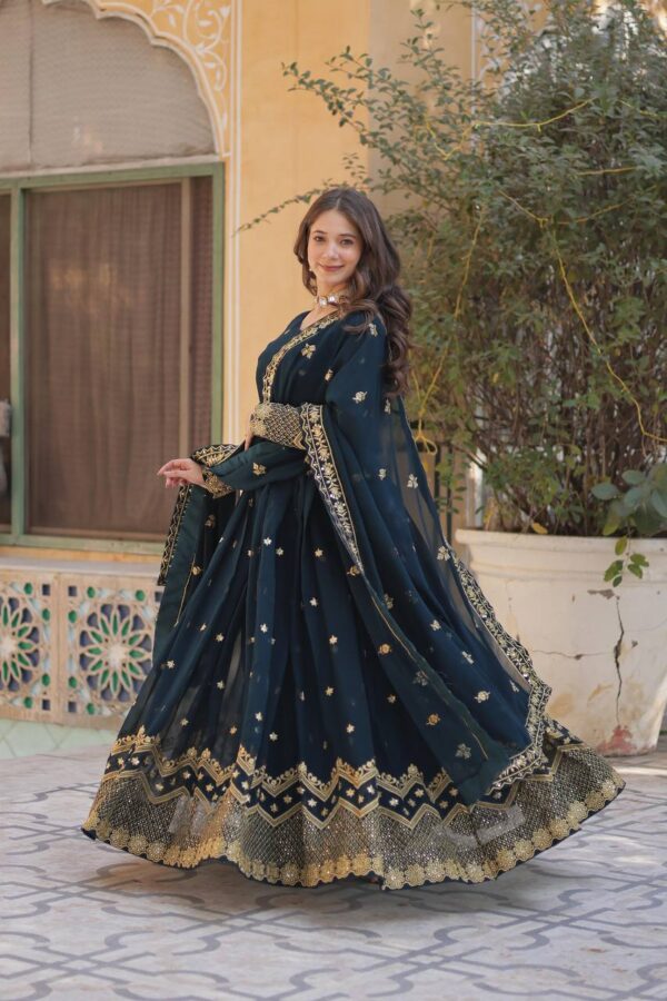 Morpitch Embroidered Faux Blooming Georgette Gown - Image 2