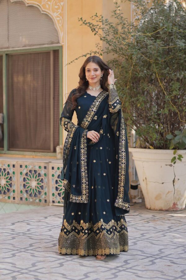 Morpitch Embroidered Faux Blooming Georgette Gown 2