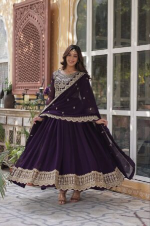 Purple Designer Readymade Gown