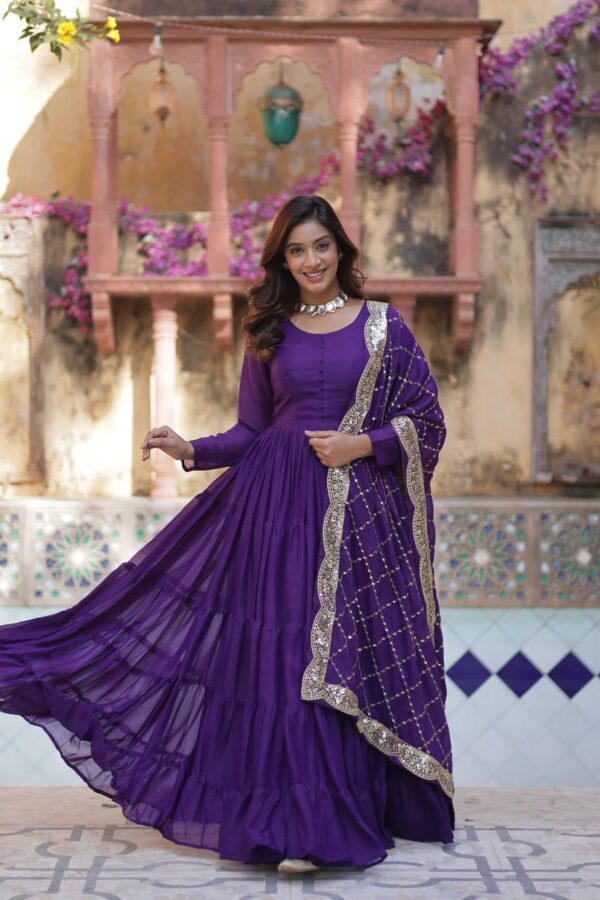 Purple Star Georgette Gown - Image 2