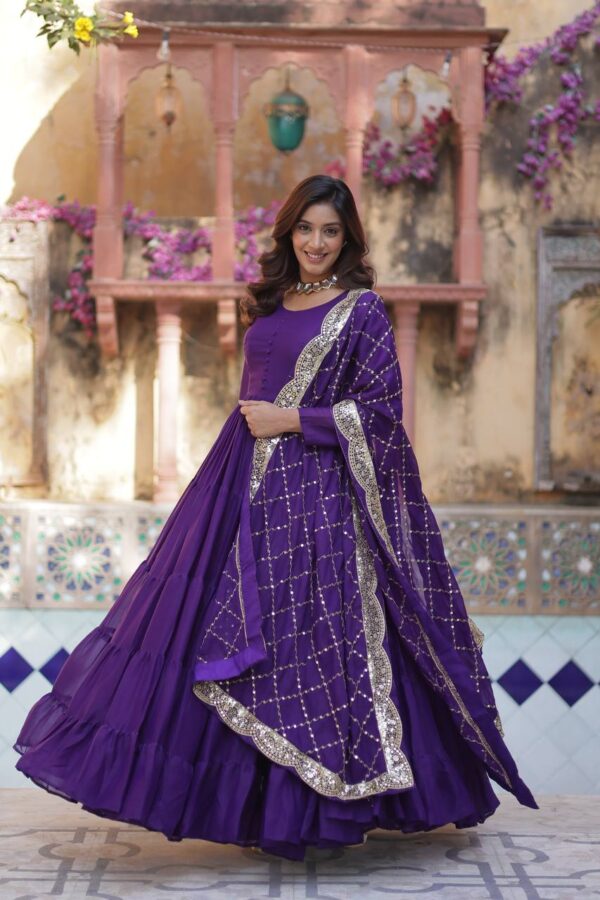 Purple Star Georgette Gown - Image 4
