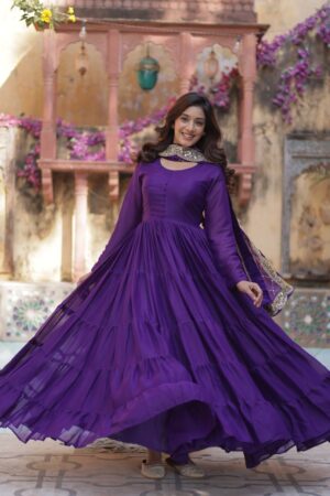 Purple Star Georgette Gown