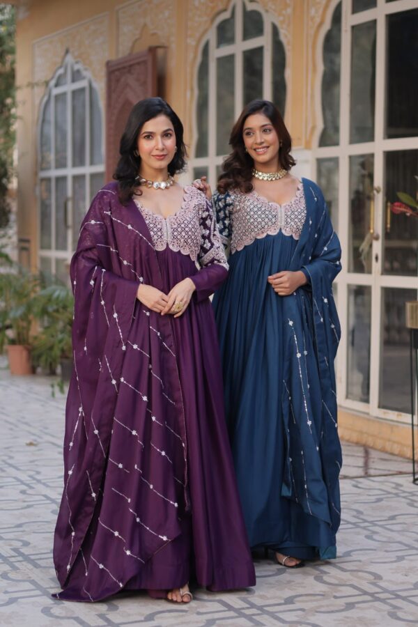 Rama Embroidered Star Georgette Gown - Image 5