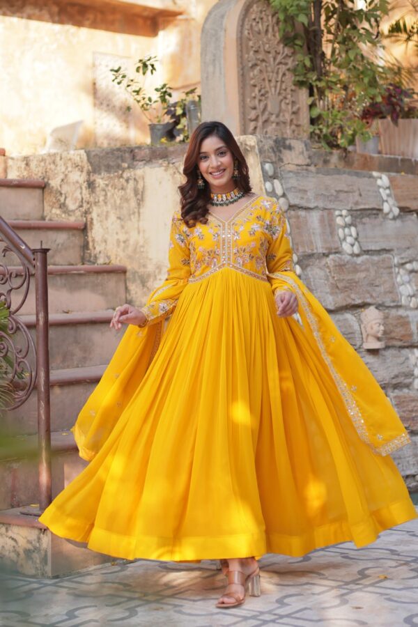 Yellow Designer Readymade Gown 1