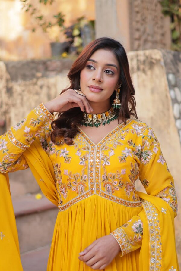 Yellow Designer Readymade Gown - Image 3