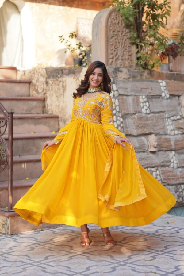 Yellow Designer Readymade Gown 3