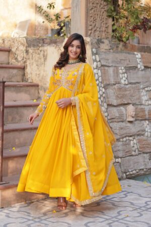 Yellow Designer Readymade Gown